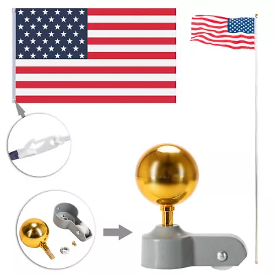 20ft/6M Telescopic Aluminum Flagpole Kit Flag Pole Set W/Ball And 3x5' U.S Flag • $62.80