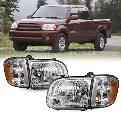 For 2005-2006 Toyota Tundra 05-07 Sequoia Chrome Headlights Assembly Headlamps  • $87.99