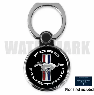 Ford Mustang Pony Logo Black Custom Round Cell Mobile Phone Ring Holder Stand • $16.74