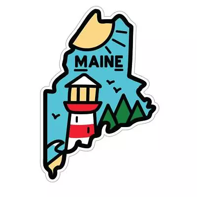 Maine Lighthouse State Pride Die Cut Vinyl Sticker • $4.95