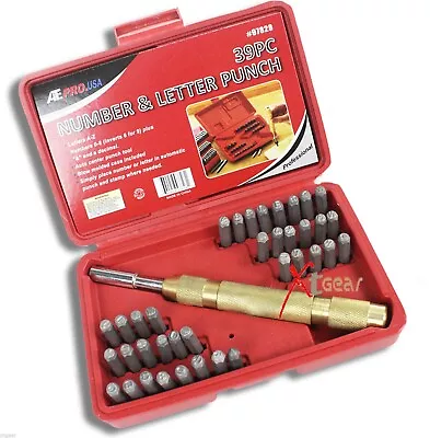 NEW 39pc STEEL METAL LETTER & NUMBER ID STAMPING PUNCH AUTOMATIC HAND TOOL KIT • $21.99