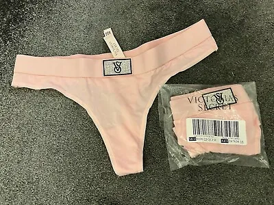 New Victorias Secret Pink Medium Shine Patch Rhinestone 2 Pairs Thong Sold Out • £12.99