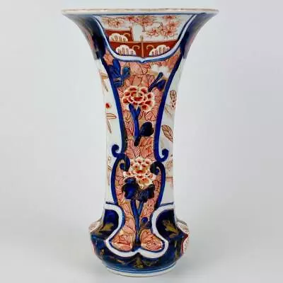 19thc Antique Meiji Japanese Export Trumpet Vase Imari Porcelain Octagonal Body • $24