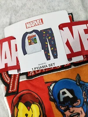 NEW Boys Marvel Avengers Superhero Fleece Pyjama Bed Set Top Trousers Gift 3-4 • £14.99