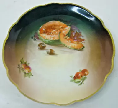 Moritz Zdekauer MZ Plate Austria With Cantaloupe Nuts Cherry Gold Rim Vintage • $9.99