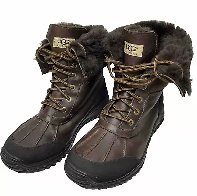 Ugg Adirondack Boots II Brown Leather Waterproof Shearling Winter # 5446 Sz 10 • $69.99