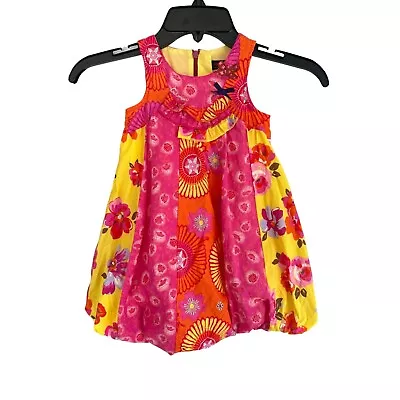 Catimini Pink Yellow Bubble Dress 3 Girls 3T • $12.95