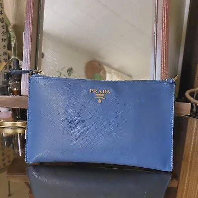 Vintage Prada Blue Leather Pouch Wallet • $300