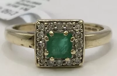 9ct Gold Diamond Emerald Ring  Size N  3G  • £150