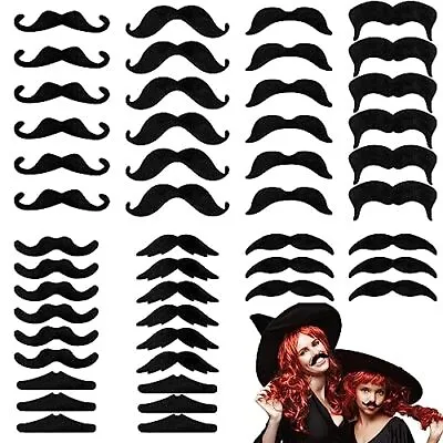 48 Pack Fake Mustache Realistic False Beards Self-Adhesive Black Mustache • $12.85