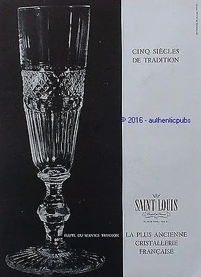 £7.93 • Buy 1961 Saint Louis Crystal Service Trianon Flute Champagne Advertisement French Ad