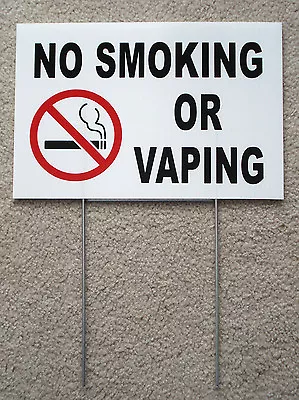 NO SMOKING OR VAPING  8  X12  Coroplast Sign With Stake White • $8.99