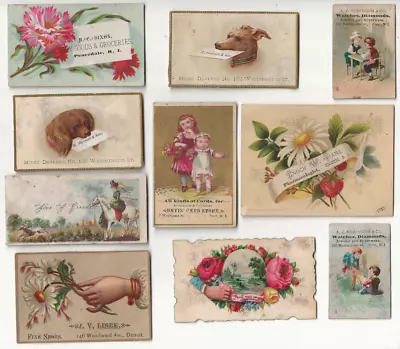 Lot Of 10 Antique Vintage Business / Calling Cards Dogs Flowers Children • $9.99