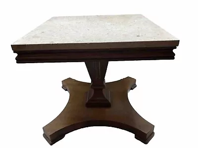 Mid Century Mahogany Marble Top Pier Table/ End Table By Lane • $150