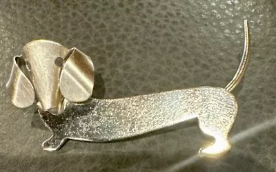 Vtg Beau Sterling Silver Dachshund Weiner Dog Brooch Pin Modernist Doxie Signed • £25.01