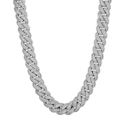 Cuban Chain Hip Hop Rhinestones Rap Silver Bling Full Iced Out Necklace 22 Inch • £8.99