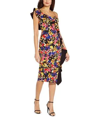 Aidan By Aidan Mattox Women's Floral Print One Shoulder Dress Black Size 0 • $47.56