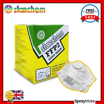 Starchem Dust Mask Face FFP2 PADM-10V PPE Safety Filter Respirator Valved 10PK • £22.98
