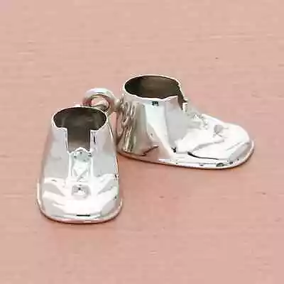 Sterling Silver Vintage 3d Engraved Baby Shoes Charm • £13.90