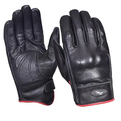 Vented Leather Motorbike Motorcycle Gloves Knuckle Shell Protection Summer • £9.99