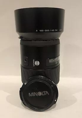 MINOLTA AF ZOOM 100-300mm F 4.5-5.6 Lens & Hood Excellent Condition • $34.75