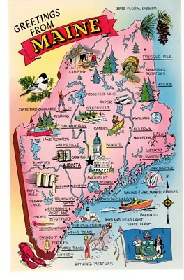 Maine Vintage State Postcard Augusta Portland New Unposted #027 • $2.49