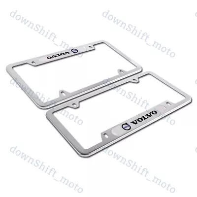 For 2PCS VOLVO Silver Stainless Steel Metal License Plate Frame New • $20.99