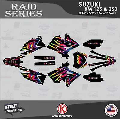 Graphics Kit For SUZUKI RM125 250 2001-08 POLISPORT RESTYLE Raid - RAINBOW • $82.99