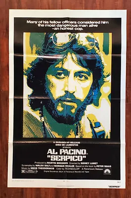 Serpico Al Pacino One-Sheet Movie Poster 27  X 41  Folded Original Vintage 74/13 • $30