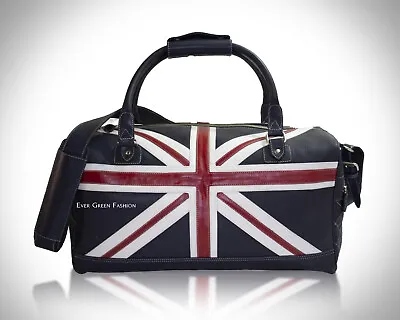 Union Jack Duffle Leather Bag Navy Weekend Travelling Gym Holdall Real Leather  • £138.56