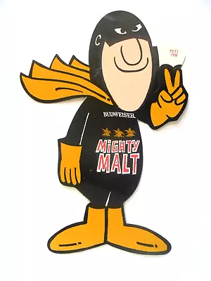 Vintage BUD MAN Budweiser Beer Mighty Malt Advertising Sticker Peace Sign • $6.99