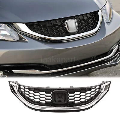 For 2013-2015 Honda Civic Sedan Front Bumper Upper Grille Grill W/Chrome Trim • $39.99