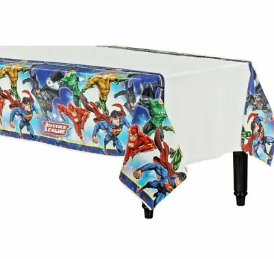 Justice League Table Cover Tablecloth Boys Birthday Decorations Party Supplies • $5.69