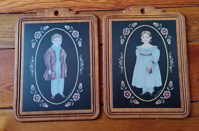Arlene B. Kaminsky Vintage Victorian Boy And Girl Wooden Prints Signs Display • $8.99