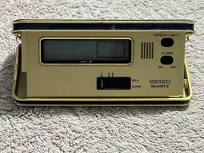 Vintage Seiko Digital Quartz Travel Pocket Alarm Clock Dual Zone Timer Navy Blue • $29