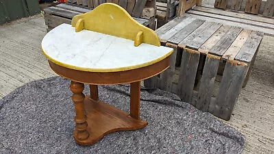 Antique Wooden Washstand With Marble Top And Upstand NSE120923A • £132.14