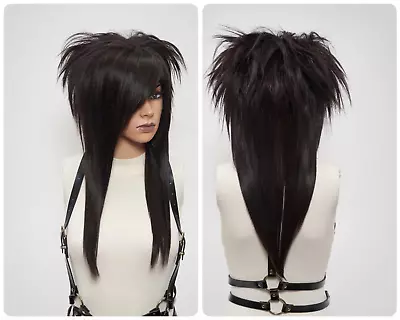 Brown Wig With Bangs Long Styled EMO Boy Girl Cosplay Hairstyle Alopecia Chemo • $186.77