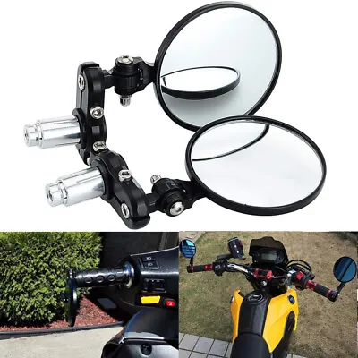 CNC Motorcycle 7/8  Handle Bar End Rearview Side Mirrors For Bobber Cafe Racer • $17.14