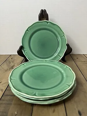 5 Vintage Mount Clemens Pottery Petal Ware Green Bread Plate Made In Usa • $50