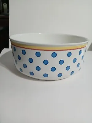 Villeroy & Boch TWIST ANNA 9  Large Serving Bowl  Blue Polka Dot White Yellow • $49.99