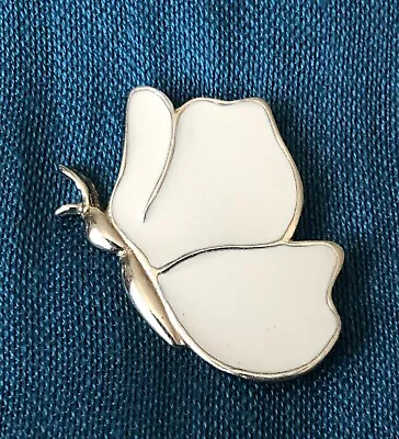 Vintage Sarah Coventry Gold Tone & Cream Enamel Butterfly Brooch Pin - 1 1/4 In. • $13.88