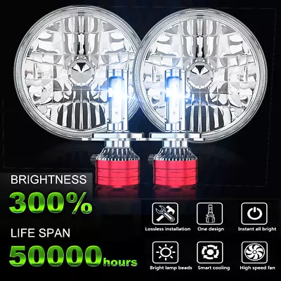 For Mercedes Benz 240D 300D 220D 300TD 280 7Inch Round LED Headlights Hi/Lo H4 • $129.99