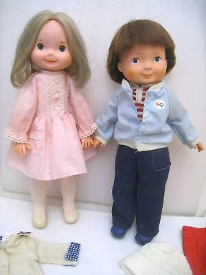 Vtg Fisher-Price 15  #210 My Friend Mandy & #205 Mikey Dolls With Clothing Lot • $75