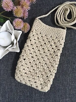 Phone Cross Body Case Hand Crochet Mobile Phone Bag Purse • £8