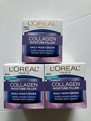$28.88 • Buy 3 Loreal Paris Collagen Moisture Filler Daily Moisturizer 1.7 Oz Fragrance Free