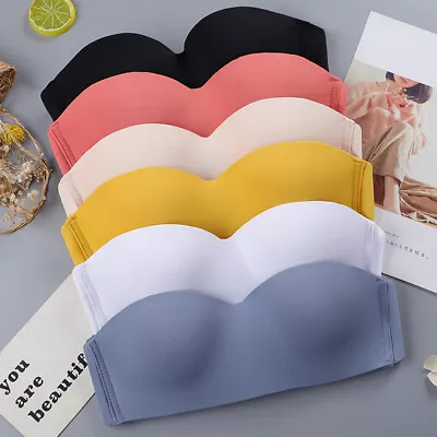 £5.88 • Buy Womens Crop Tube Top Chest Wrap Girls Strapless Bra Invisible Underwear Summer