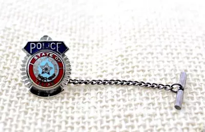 Vintage Tie Tack Red Trim W/ Gold Star Of The State Of Texas Safety Chain & Bar • $7.95