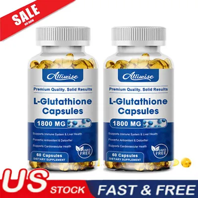 1-2X L-Glutathione Capsules 1800Mg Natural Anti-Aging Skin Whitening Pills • $11.29