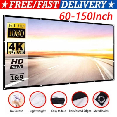 $31.99 • Buy 60-150'' Foldable Projector Screen Portable Outdoor Home Movie Cinema 16:9 HD