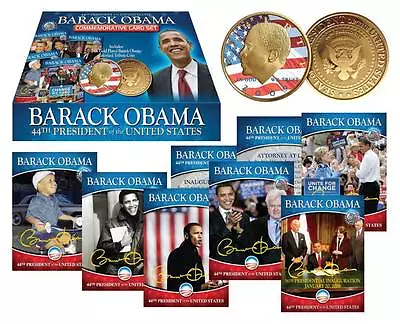 $12.95 • Buy Lot Of 2 BARACK OBAMA Complete 44-Card Set Plus 24K Gold Plated Coin NEW Sealed